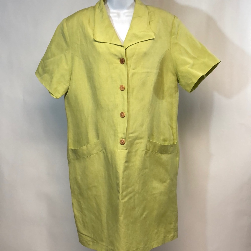 NWT Vintage Women’s Avenue Linen Shift Neon Green Dress
